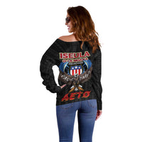 American Samoa Fautasi Off Shoulder Sweater Pago Pago Aeto and Iseula o le Moana of Fagatogo Black Color LT03 - Polynesian Pride