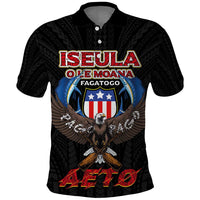 American Samoa Fautasi Polo Shirt Pago Pago Aeto and Iseula o le Moana of Fagatogo Black Color LT03 Black - Polynesian Pride