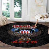 American Samoa Fautasi Round Carpet Pago Pago Aeto and Iseula o le Moana of Fagatogo Black Color LT03 - Polynesian Pride
