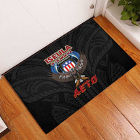American Samoa Fautasi Rubber Doormat Pago Pago Aeto and Iseula o le Moana of Fagatogo Black Color LT03 - Polynesian Pride