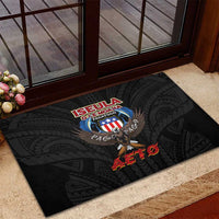 American Samoa Fautasi Rubber Doormat Pago Pago Aeto and Iseula o le Moana of Fagatogo Black Color LT03 - Polynesian Pride