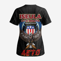 American Samoa Fautasi Scrub Top Pago Pago Aeto and Iseula o le Moana of Fagatogo Black Color LT03 - Polynesian Pride