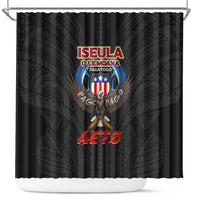 American Samoa Fautasi Shower Curtain Pago Pago Aeto and Iseula o le Moana of Fagatogo Black Color LT03 Black - Polynesian Pride