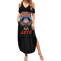 American Samoa Fautasi Summer Maxi Dress Pago Pago Aeto and Iseula o le Moana of Fagatogo Black Color LT03 Women Black - Polynesian Pride