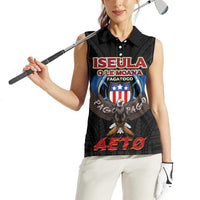 American Samoa Fautasi Women Sleeveless Polo Shirt Pago Pago Aeto and Iseula o le Moana of Fagatogo Black Color LT03 - Polynesian Pride