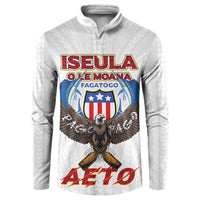 American Samoa Fautasi Button Sweatshirt Pago Pago Aeto and Iseula o le Moana of Fagatogo White Color LT03 White - Polynesian Pride