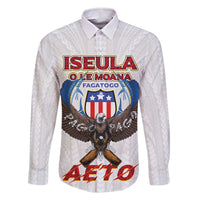 American Samoa Fautasi Family Matching Off The Shoulder Long Sleeve Dress and Hawaiian Shirt Pago Pago Aeto and Iseula o le Moana of Fagatogo White Color LT03 Dad's Shirt - Long Sleeve White - Polynesian Pride