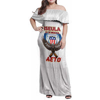 American Samoa Fautasi Family Matching Off Shoulder Maxi Dress and Hawaiian Shirt Pago Pago Aeto and Iseula o le Moana of Fagatogo White Color LT03 Mom's Dress White - Polynesian Pride