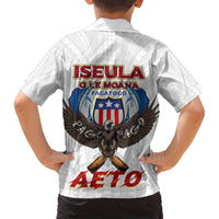 American Samoa Fautasi Family Matching Off Shoulder Short Dress and Hawaiian Shirt Pago Pago Aeto and Iseula o le Moana of Fagatogo White Color LT03 - Polynesian Pride