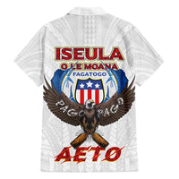 American Samoa Fautasi Family Matching Short Sleeve Bodycon Dress and Hawaiian Shirt Pago Pago Aeto and Iseula o le Moana of Fagatogo White Color LT03 - Polynesian Pride