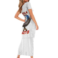 American Samoa Fautasi Family Matching Short Sleeve Bodycon Dress and Hawaiian Shirt Pago Pago Aeto and Iseula o le Moana of Fagatogo White Color LT03 - Polynesian Pride