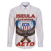 American Samoa Fautasi Family Matching Tank Maxi Dress and Hawaiian Shirt Pago Pago Aeto and Iseula o le Moana of Fagatogo White Color LT03 Dad's Shirt - Long Sleeve White - Polynesian Pride