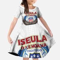 American Samoa Fautasi Kid Short Sleeve Dress Pago Pago Aeto and Iseula o le Moana of Fagatogo White Color LT03 KID White - Polynesian Pride