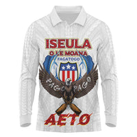 American Samoa Fautasi Long Sleeve Polo Shirt Pago Pago Aeto and Iseula o le Moana of Fagatogo White Color LT03 White - Polynesian Pride