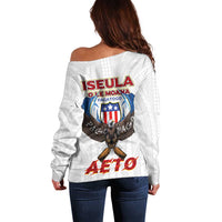 American Samoa Fautasi Off Shoulder Sweater Pago Pago Aeto and Iseula o le Moana of Fagatogo White Color LT03 - Polynesian Pride