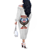 American Samoa Fautasi Off The Shoulder Long Sleeve Dress Pago Pago Aeto and Iseula o le Moana of Fagatogo White Color LT03 - Polynesian Pride