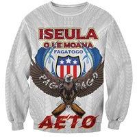 American Samoa Fautasi Sweatshirt Pago Pago Aeto and Iseula o le Moana of Fagatogo White Color LT03 Unisex White - Polynesian Pride