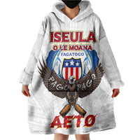 American Samoa Fautasi Wearable Blanket Hoodie Pago Pago Aeto and Iseula o le Moana of Fagatogo White Color LT03 - Polynesian Pride