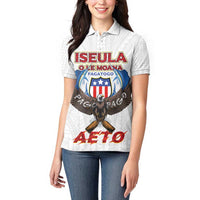 American Samoa Fautasi Women Polo Shirt Pago Pago Aeto and Iseula o le Moana of Fagatogo White Color LT03 - Polynesian Pride