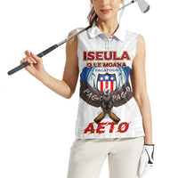 American Samoa Fautasi Women Sleeveless Polo Shirt Pago Pago Aeto and Iseula o le Moana of Fagatogo White Color LT03 - Polynesian Pride
