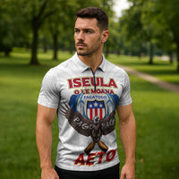 American Samoa Fautasi Zipper Polo Shirt Pago Pago Aeto and Iseula o le Moana of Fagatogo White Color LT03 - Polynesian Pride