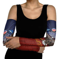 American Samoa Fautasi Arm Sleeves Pago Pago Aeto and Iseula o le Moana of Fagatogo Red-Blue LT03 - Polynesian Pride