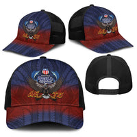 American Samoa Fautasi Baseball Net Cap Pago Pago Aeto and Iseula o le Moana of Fagatogo Red-Blue - Polynesian Pride
