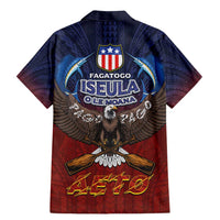 American Samoa Fautasi Family Matching Mermaid Dress and Hawaiian Shirt Pago Pago Aeto and Iseula o le Moana of Fagatogo Red-Blue LT03 - Polynesian Pride