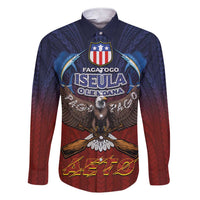 American Samoa Fautasi Family Matching Short Sleeve Bodycon Dress and Hawaiian Shirt Pago Pago Aeto and Iseula o le Moana of Fagatogo Red-Blue LT03 Dad's Shirt - Long Sleeve Blue - Polynesian Pride