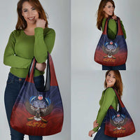American Samoa Fautasi Grocery Bag Pago Pago Aeto and Iseula o le Moana of Fagatogo Red-Blue LT03 - Polynesian Pride
