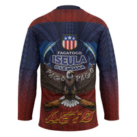 American Samoa Fautasi Hockey Jersey Pago Pago Aeto and Iseula o le Moana of Fagatogo Red-Blue LT03 - Polynesian Pride