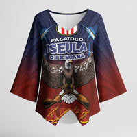American Samoa Fautasi Kimono Sleeve Blouse Pago Pago Aeto and Iseula o le Moana of Fagatogo Red-Blue LT03 Female Blue - Polynesian Pride