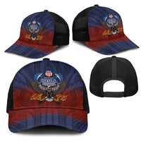 American Samoa Fautasi Mesh Trucker Cap Pago Pago Aeto and Iseula o le Moana of Fagatogo Red-Blue LT03 - Polynesian Pride