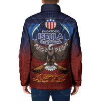 American Samoa Fautasi Padded Jacket Pago Pago Aeto and Iseula o le Moana of Fagatogo Red-Blue LT03 - Polynesian Pride