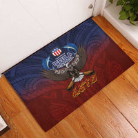 American Samoa Fautasi Rubber Doormat Pago Pago Aeto and Iseula o le Moana of Fagatogo Red-Blue LT03 - Polynesian Pride