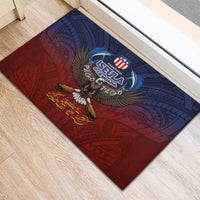 American Samoa Fautasi Rubber Doormat Pago Pago Aeto and Iseula o le Moana of Fagatogo Red-Blue LT03 - Polynesian Pride
