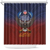 American Samoa Fautasi Shower Curtain Pago Pago Aeto and Iseula o le Moana of Fagatogo Red-Blue LT03 Blue - Polynesian Pride