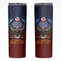 American Samoa Fautasi Skinny Tumbler Pago Pago Aeto and Iseula o le Moana of Fagatogo Red-Blue LT03 Blue - Polynesian Pride