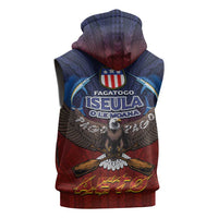American Samoa Fautasi Sleeveless Hoodie Pago Pago Aeto and Iseula o le Moana of Fagatogo Red-Blue LT03 - Polynesian Pride