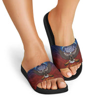 American Samoa Fautasi Slide Sandals Pago Pago Aeto and Iseula o le Moana of Fagatogo Red-Blue LT03 - Polynesian Pride