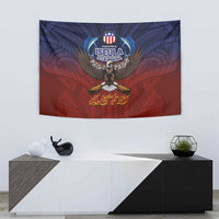 American Samoa Fautasi Tapestry Pago Pago Aeto and Iseula o le Moana of Fagatogo Red-Blue LT03 - Polynesian Pride