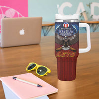 American Samoa Fautasi Tumbler With Handle Pago Pago Aeto and Iseula o le Moana of Fagatogo Red-Blue LT03 - Polynesian Pride