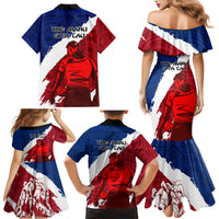 Samoa Rugby Family Matching Mermaid Dress and Hawaiian Shirt Siva Tau Dance Polynesian Tattoo Brush Style LT03 - Polynesian Pride