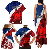 Samoa Rugby Family Matching Tank Maxi Dress and Hawaiian Shirt Siva Tau Dance Polynesian Tattoo Brush Style LT03 - Polynesian Pride