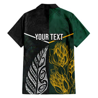 Personalised South Africa and New Zealand Family Matching Summer Maxi Dress and Hawaiian Shirt King Protea and Silver Fern Mix Culture Pattern LT03 - Polynesian Pride