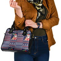 Hawaii Mele Kalikimaka Shoulder Handbag Aloha and Christmas Elements Patchwork Blue Style LT03 - Polynesian Pride