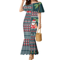 Hawaii Mele Kalikimaka Mermaid Dress Aloha and Christmas Elements Patchwork Turquoise Style LT03 Women Turquoise - Polynesian Pride