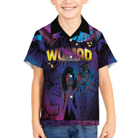 Aotearoa Arts Festival 2025 Family Matching Off The Shoulder Long Sleeve Dress and Hawaiian Shirt Maori Music Art Dance - Rhythmic Vibes LT03 Son's Shirt Black - Polynesian Pride