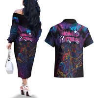 Aotearoa Arts Festival 2025 Couples Matching Off The Shoulder Long Sleeve Dress and Hawaiian Shirt Maori Performing Art and Music - Rhythmic Vibes LT03 - Polynesian Pride