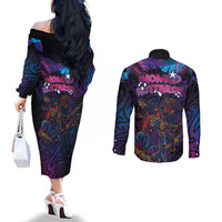 Aotearoa Arts Festival 2025 Couples Matching Off The Shoulder Long Sleeve Dress and Long Sleeve Button Shirt Maori Performing Art and Music - Rhythmic Vibes LT03 - Polynesian Pride
